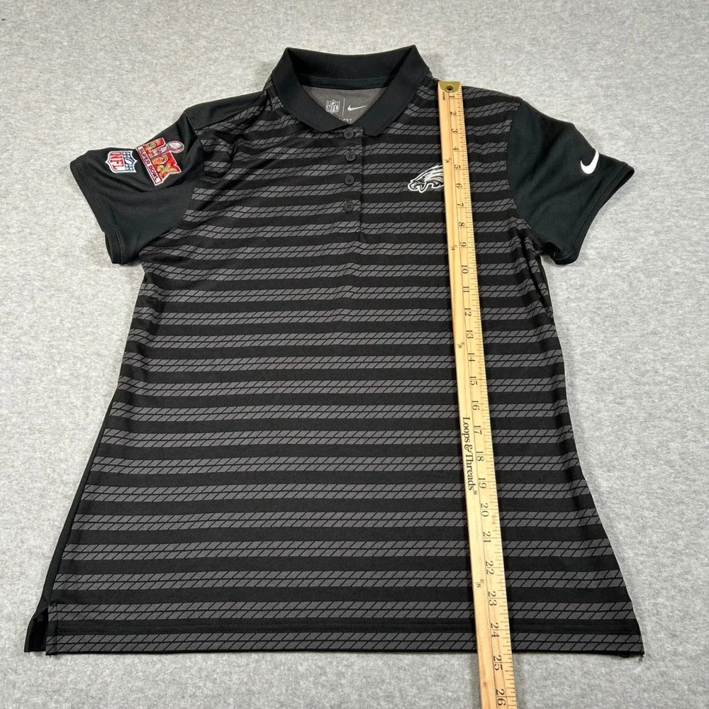 Nike Dri-Fit Polo Women Medium Black Gray NFL Philadelphia Eagles Super Bowl‎ 59